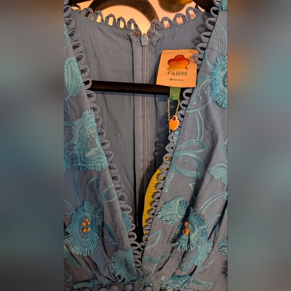 Farm Rio Blue 3d flower sleeveless maxi dress - Picture 4 of 16